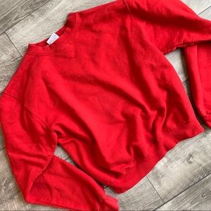 Ladies plain red Champion pullover crewneck